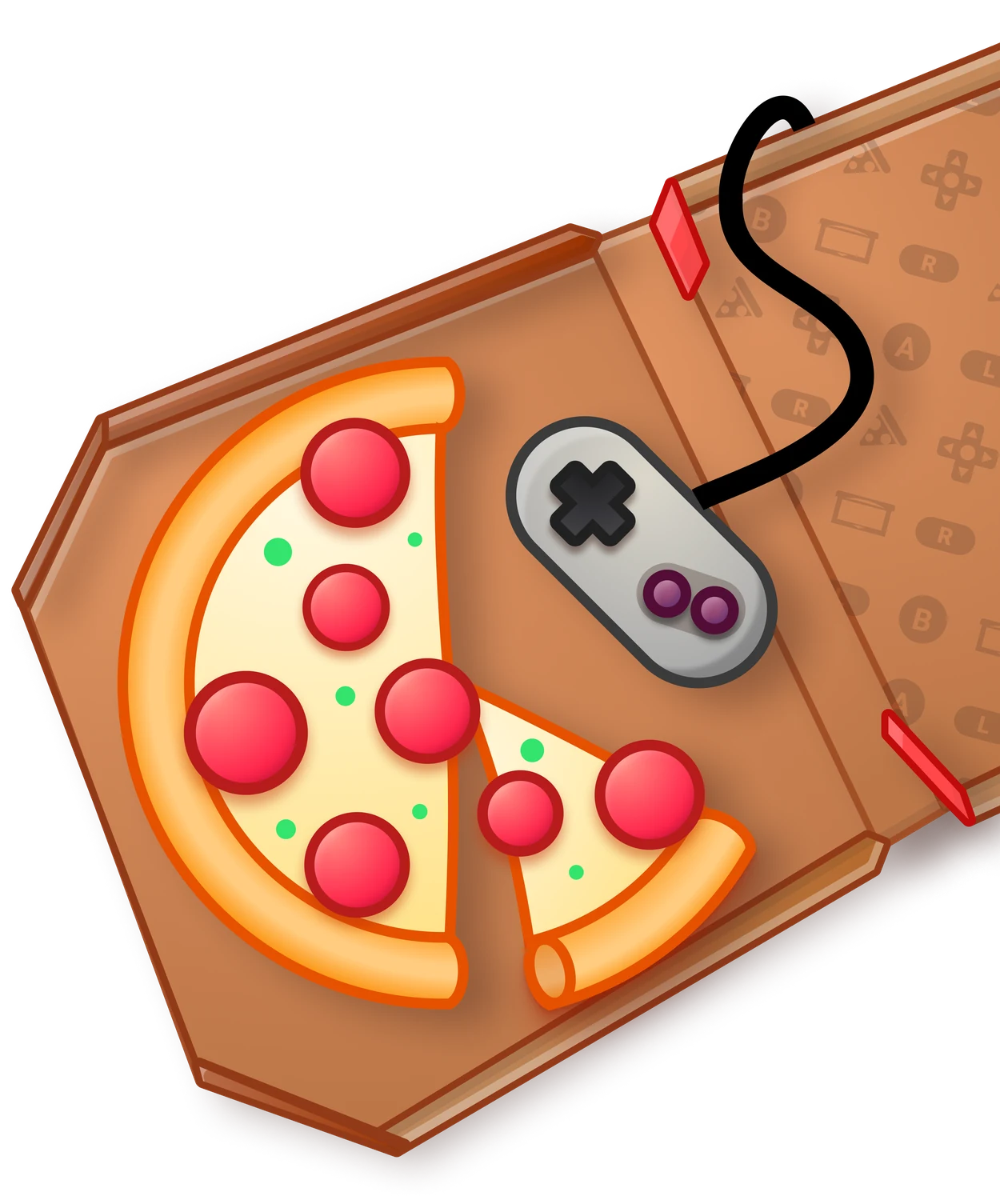 Pizza box hinting at upcoming emulators