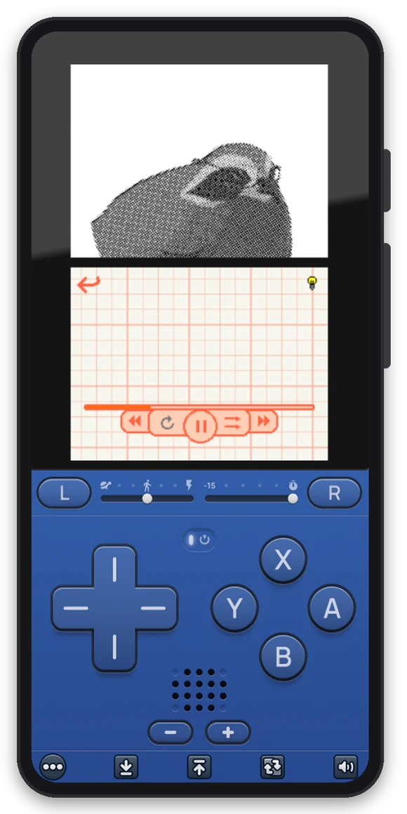 Pizza Boy Double Slice running a dual-screen game on an Android phone